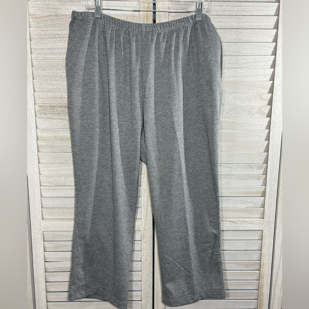 LAND'S END Sport Knit Straight Leg Pull On Pants Gray Herringbone-1XP